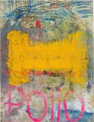 Untitled by Oscar Murillo, 2012, oilstick, spray paint, oil, dirt on canvas, sold May 2014