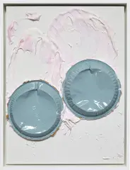 Meeeeooooooowww! by Lucien Smith, 2012, aluminum trays, molding paste, enamel on gessoed canvas, sold May 2014