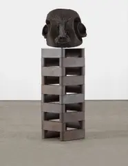 Matthew Monahan, Mask (Concentric Self), 2010, bronze, patina, wax, stainless steel, brick