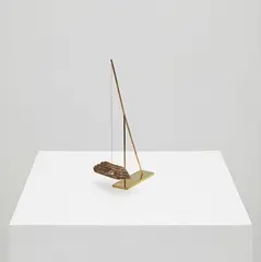 Carol Bove, Desuverette, 2008, driftwood, brass, chain