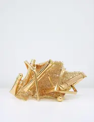 Tumbleweed (crushed fence) by Aaron Young, 2009, 24 karat gold plated steel fence, offered May 2014