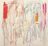 Ghada Amer, White Kiss, 2003, acrylic, embroidery, gel on canvas