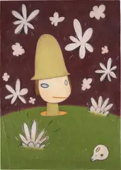 Soldier by Yoshitomo Nara, 2003, acrylic, colored pencil on paper, sold May 2014