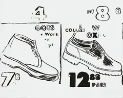 Work Boots (Positive) by Andy Warhol, 1985-86, synthetic polymer, silkscreen ink on canvas, offered May 2014