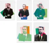 Andy Warhol, John Gotti, 1986, 5 unique screen prints, each with colored paper collage