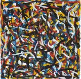 Not Straight Brushstrokes In All Directions by Sol LeWitt, 1993, gouache on paper, sold May 2014