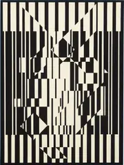 Calcis by Victor Vasarely, 1956-61, oil on paper, mounted to wood, sold May 2014