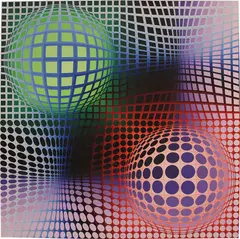 Pokal by Victor Vasarely, 1991, acrylic on canvas, sold May 2014