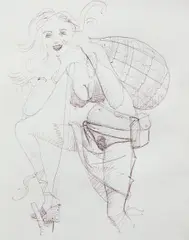 Sno-bo by John Currin, 1999, ink on paper, offered May 2014
