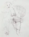 John Currin, Sno-bo, 1999, ink on paper