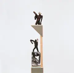 Matthew Monahan, The Benjamins, 2005, foam, wax, pigment, hundred-dollar bill, wood, drywall, glass