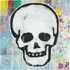 Skull by Donald Baechler, 2007, gesso, flashe, paper collage on paper, offered May 2014