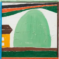 Rock by Tal R, 2003, oil on paper on found wood, in artist's painted wood and glass frame, sold May 2014