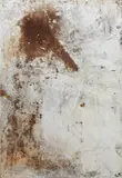 Oscar Tuazon, Untitled, 2012, rust, engine oil , charcoal, cement on paper