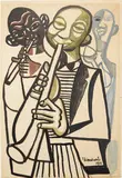 Di Cavalcanti, Músicos, 1954, ink and gouache on paper