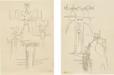 Wifredo Lam, Two works: Untitled (Studies for Paintings), 1957, ink on paper