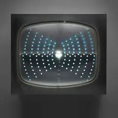Televisor hidrolizado by Gyula Kosice, 1966, Plexiglas on aluminum and painted wood, with electric motor, water and two neon fluorescent fixtures, sold May 2014