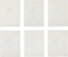 Francis Alÿs, Six works: Studies for Song for Lupita (from Le Temps du Sommeil), 1998, pencil and gouache on vellum