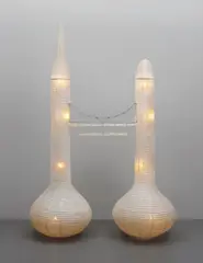 Towers by Carlos Garaicoa, 2000, Japanese rice paper, metal wire, 8 light bulbs, sold May 2014