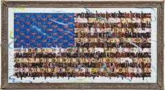 Tomás Esson, Mi otra mitad, 2011, acrylic on masonite, in artist's frame with rubber bull horns