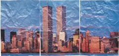 Jose Dávila, Paisaje topográfico (Tríptico), 2001, offset print on creased paper, in 3 parts