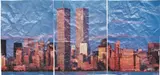 Jose Dávila, Paisaje topográfico (Tríptico), 2001, offset print on creased paper, in 3 parts