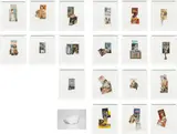 Richard Prince, Good Nurse, 2007, portfolio of 19 collages with off-set lithography, hand-painting, hand cutting, nurse cap in natural wood and Plexiglas vitrine