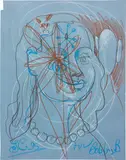 George Condo, Blue Woman, 1995, pastel, pencil on paper