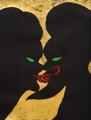 Chris Ofili, no title, 2003, charcoal, gold leaf, gouache on paper