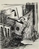 Untitled (Landscape with Figure) by George Condo, circa 1984, oil stick on paper, offered Sep 2014
