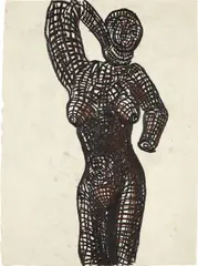 Untitled by George Condo, circa 1984, oil stick on paper, sold Sep 2014