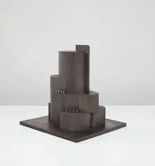Alex McFarlane, Ministry of Perpetual Art, 1982, solid graphite, wood base