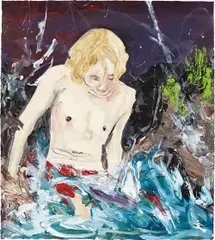 The Giant (Sailboat) by Hernan Bas, 2005, water-based oil, acrylic, gouache on paper, offered Sep 2014