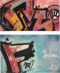 Futura 2000, Two works: Untitled, 1981, spray paint on canvas