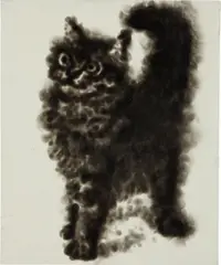 Standing Cat by Jiří Georg Dokoupil, 1990, candle soot on canvas, sold Sep 2014