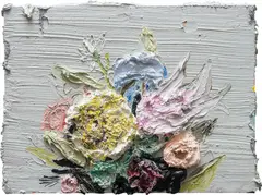 Allison Schulnik, White Flowers #2, 2009, oil on canvas, laid on wood panel