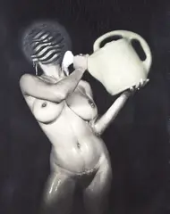 Paul Rosin, Aquarian, 1989, oil, enamel on gelatin silver print