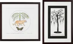 Mark Dion, Two works: (i) Insignia for the South Florida Wildlife Rescue Unit, (ii) Monument for the Birds of Puffin Island, 2006, (i) watercolor, pen on paper in artist's frame (ii) ink on paper in artist's frame