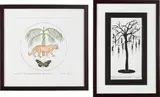 Mark Dion, Two works: (i) Insignia for the South Florida Wildlife Rescue Unit, (ii) Monument for the Birds of Puffin Island, 2006, (i) watercolor, pen on paper in artist's frame (ii) ink on paper in artist's frame