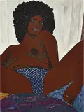 Mickalene Thomas, Stop, Look and Listen, 2004, rhinestones, acrylic, enamel on wood