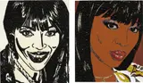 Mickalene Thomas, Naomi Campbell, 2010, diptych, rhinestones, acrylic, enamel on wood panel
