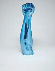 BLEUBALLS by Aaron Young, 2009, polyester resin, fiberglass, chrome finish, sold Sep 2014