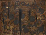 Rashid Johnson, Born by the River, 2011, branded red oak flooring, black soap, wax, paint