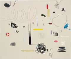 Christian Rosa, Run Run Hide Hide, 2014, oil stick, oil paint, pencil, resin, charcoal on canvas