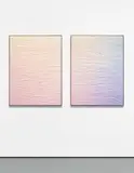 Michael Staniak, Untitled, 2014, casting compound, acrylic, on board, in artist's steel frame, diptych