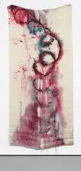 Untitled (Hose Dye, 30) by Sam Falls, 2012, dye on jute, sold Nov 2014