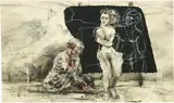 William Kentridge, Untitled (from Summer Graffiti Series), 2002, charcoal, paint on paper