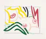 Tom Wesselmann, Study for Bedroom Blonde, Black and Green Pillows, 1986, pencil, liquitex on Bristol board