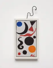 Composition with Blue Sphere by Alexander Calder, 1951, oil on canvas and wire, in artist's frame, sold Nov 2014