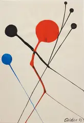 Airborne by Alexander Calder, 1969, gouache, ink on paper, sold Nov 2014